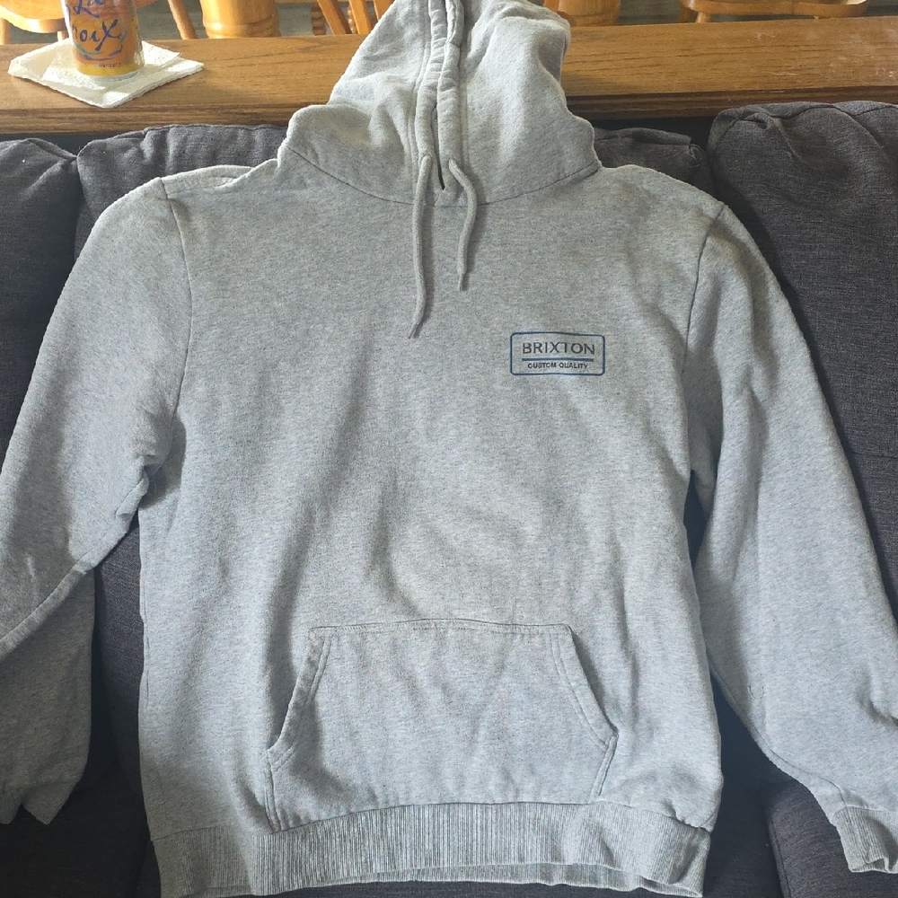 Brixton Light Gray Logo Pullover Hoodie